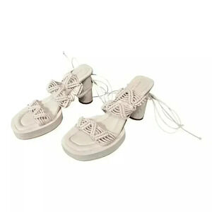 Paloma Barcelo Platform Heels Sandal Ivory Leather Women's 41/11